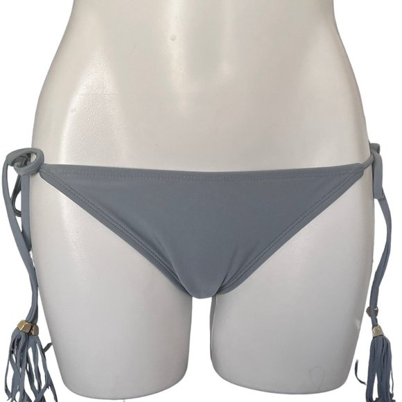 Kandy‎ Wrapper Bikini Bottoms Grey Ties Side Tassel String Bathing Suit New Med - Picture 1 of 12